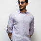 Lavender Colour Men’s Long Sleeve Linen Shirt