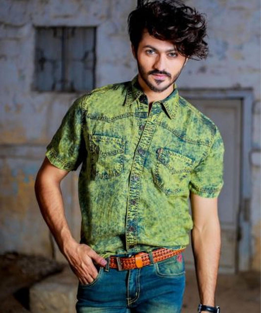 Young Men’s Short Sleeves Denim Shirt