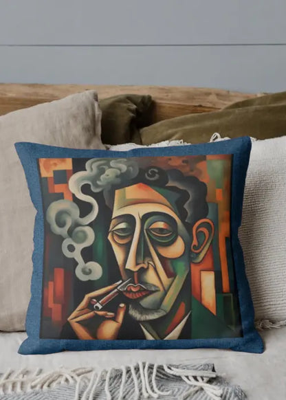 Cigar Theme Denim Cushion Covers