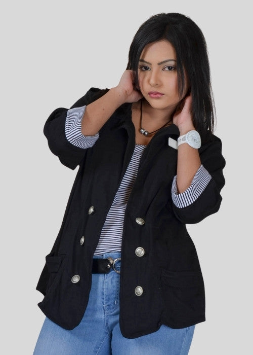 Black Knitted Sailor Jacket