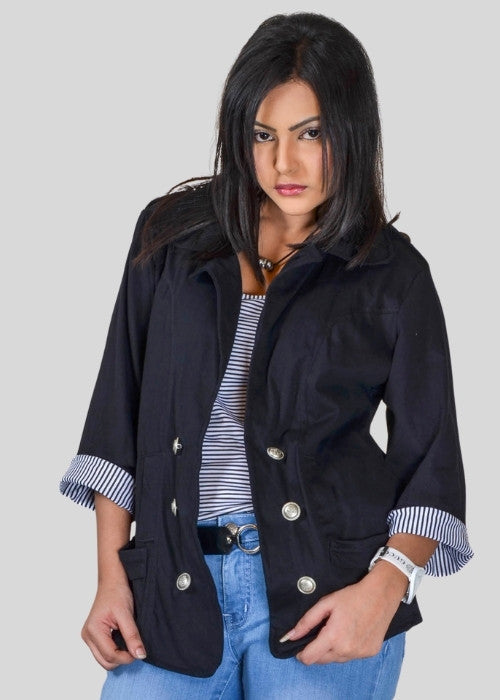 Black Knitted Sailor Jacket