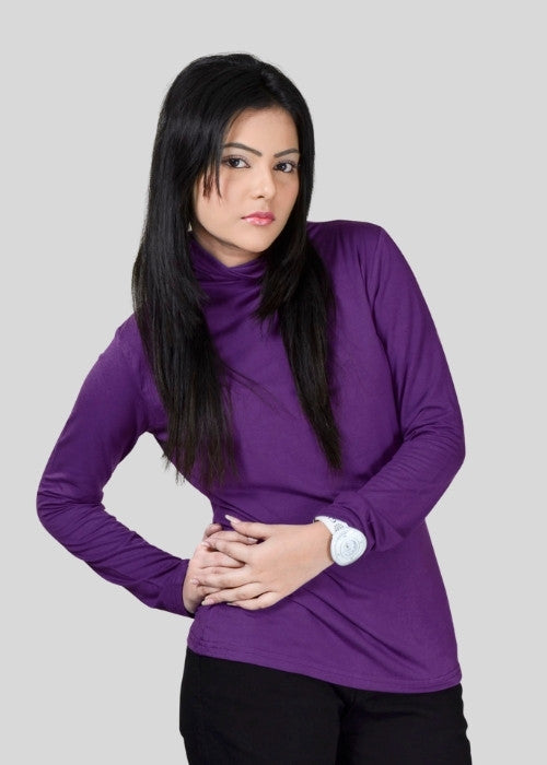 Purple Long Sleeve Turtle Neck Top