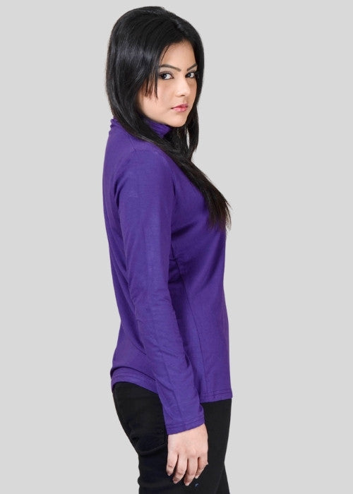 Purple Long Sleeve Turtle Neck Top