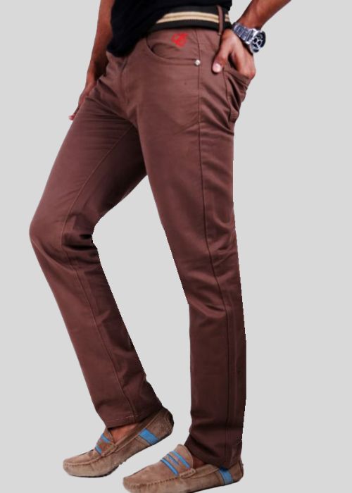 Brown Low Rise Slim Fit Twill Jeans