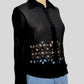 Black Georgette Shirt with Cutwork