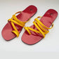 Red & Yellow multi-stripe open toed slippers