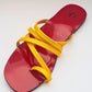 Red & Yellow multi-stripe open toed slippers