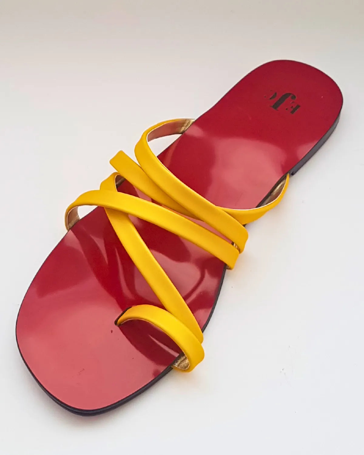 Red & Yellow multi-stripe open toed slippers