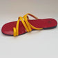 Red & Yellow multi-stripe open toed slippers