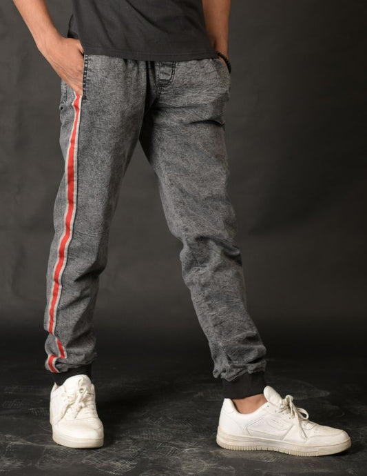 Grey Knit Denim Casual Sweat Pants / Joggers