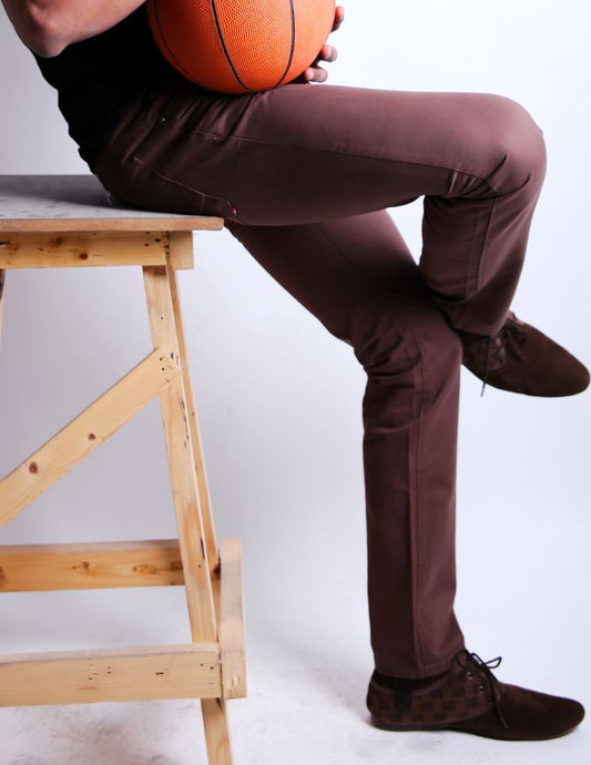 Brown Low Rise Slim Fit Twill Jeans