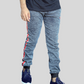 Blue Knit Denim Track Pants / Joggers