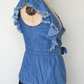 Kimono Style Front Open Belted Denim Top