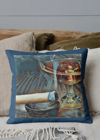 Cigar theme Denim Cushion covers