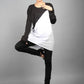 A comfortable long sleeve diagonal cut & sewn top