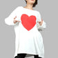 A comfortable long sleeve french terry Top with Red heart print.   I