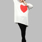 A comfortable long sleeve french terry Top with Red heart print.   I