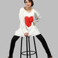 A comfortable long sleeve french terry Top with Red heart print.   I