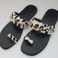 Animal Printed Velvet Flip Flops