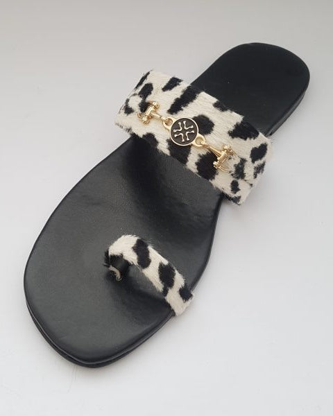 Animal Printed Velvet Flip Flops