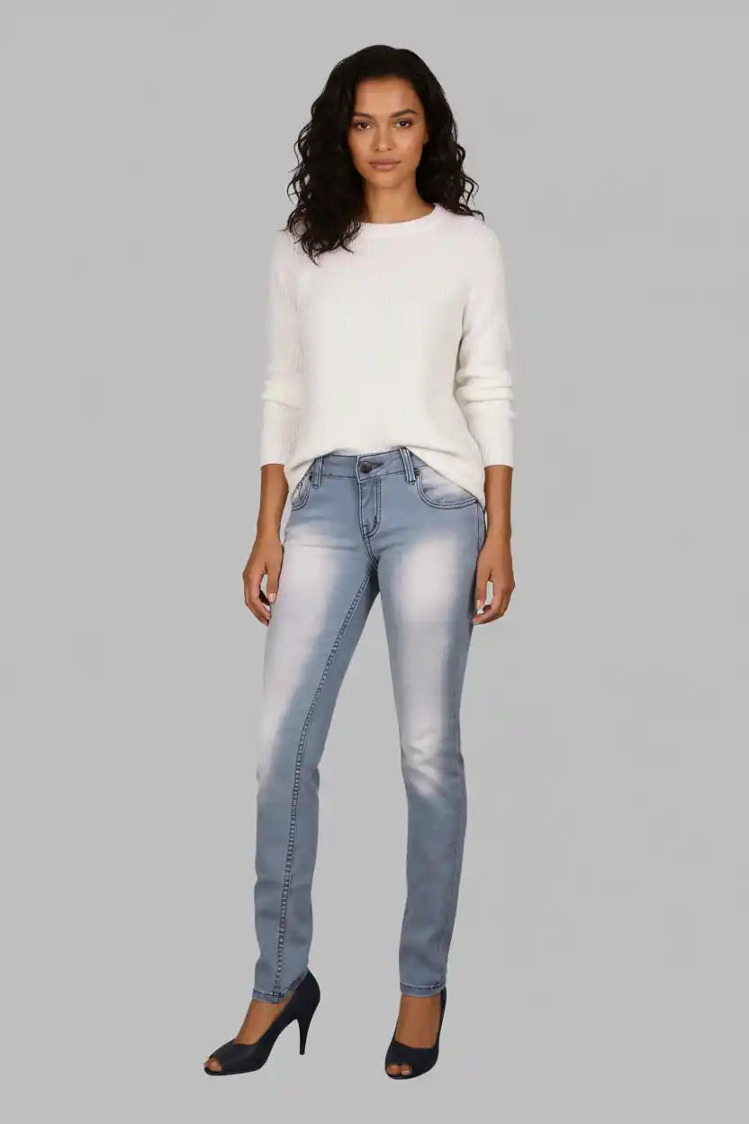 ice blue skinny jeans using stretch denim fabric  to you the comfort and fit your deserve 