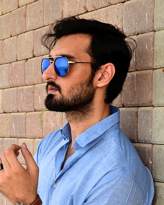 Aviator Sunglasses Blue Mirrored Lens