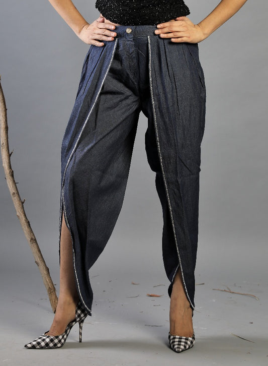 Denim Harem Pants with crystallized edging