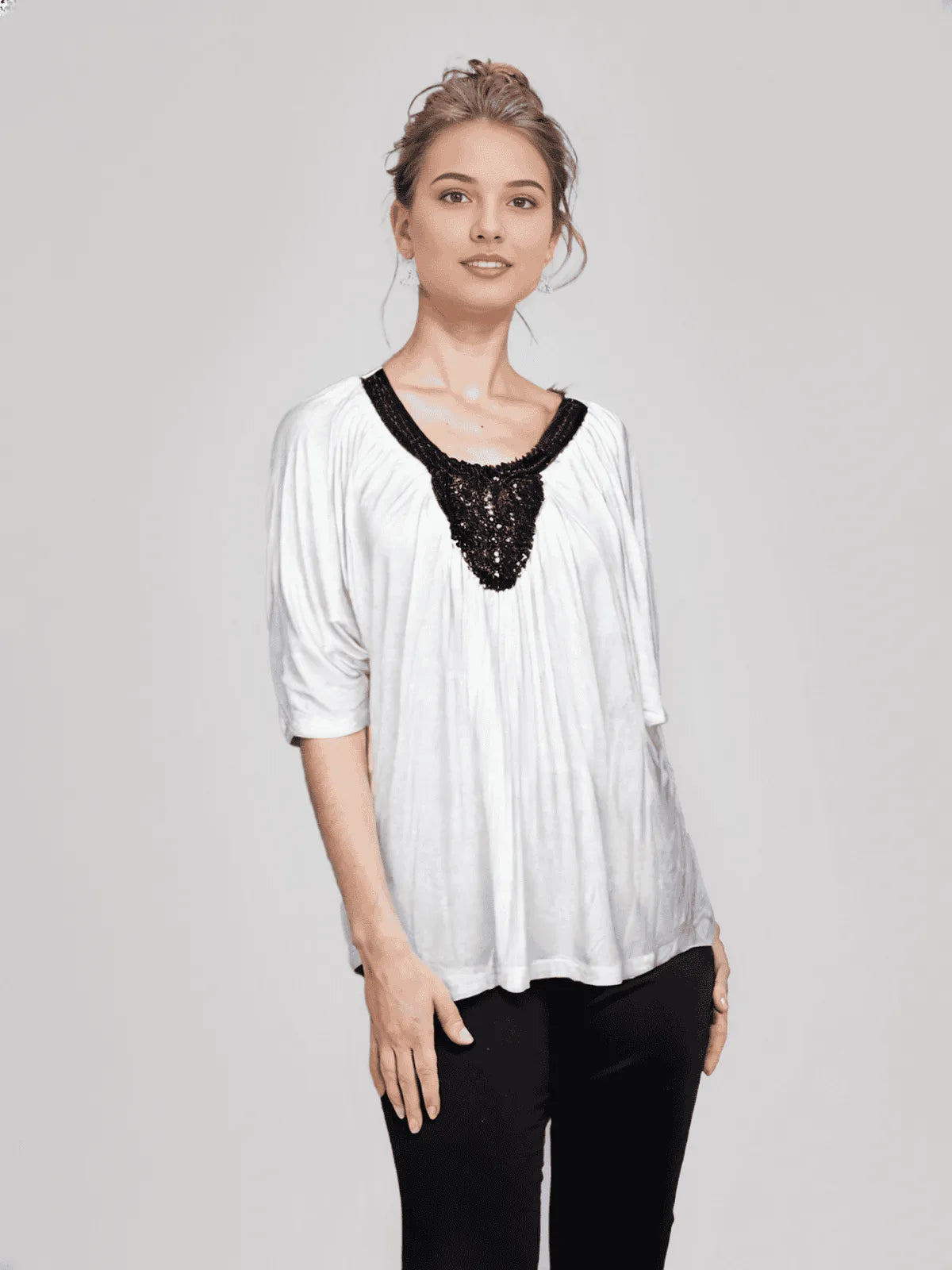 Baby Doll Knit Top With Embellishment