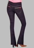 Skinny Boot cut jeans made using stretch denim fabric with signature tri-color stitching and logo embroidery on pocket and tri-color tape on back pocket  