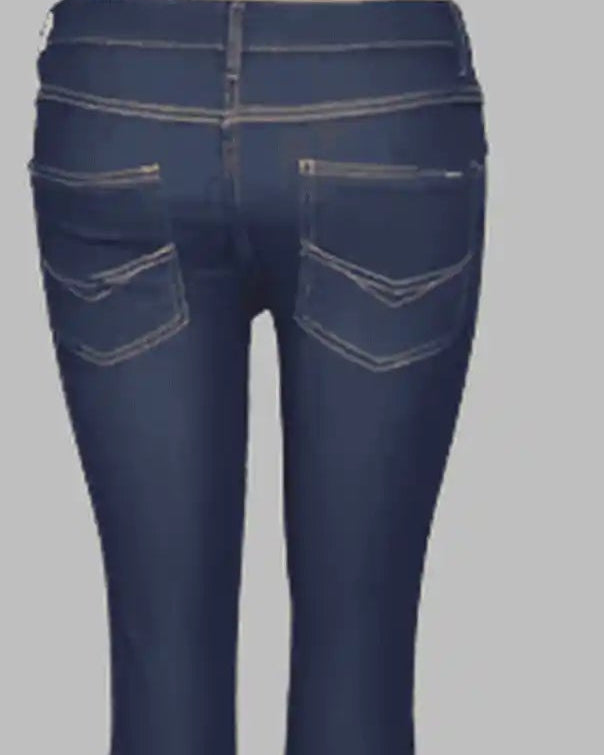 Navy blue jeans on a gray background