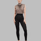 Beige sleeveless turtle neck sweater with embellishment