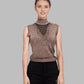 Beige sleeveless turtle neck sweater with embellishment