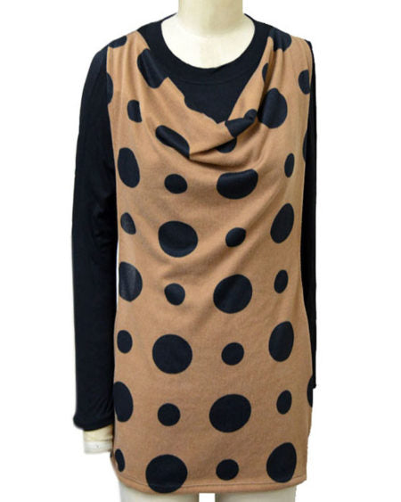 Black & Brown Polka Dots Sweater knit Top.