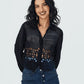 Black Georgette Shirt with Cutwork