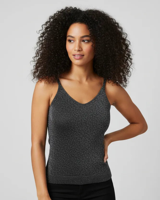 Black Metallic Tank Top