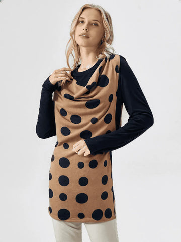 Black & Brown Polka Dots Sweater knit Top.