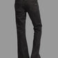 Black flared jeans on a white background