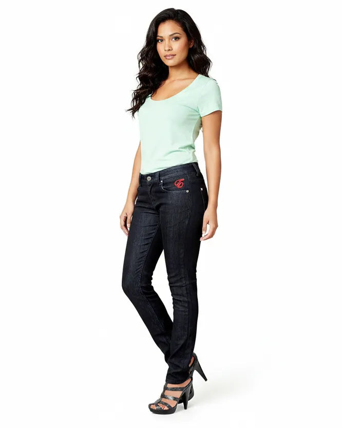 Jet black low rise Denim skinny jeans