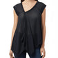 Black diagonal cut sweater knit top