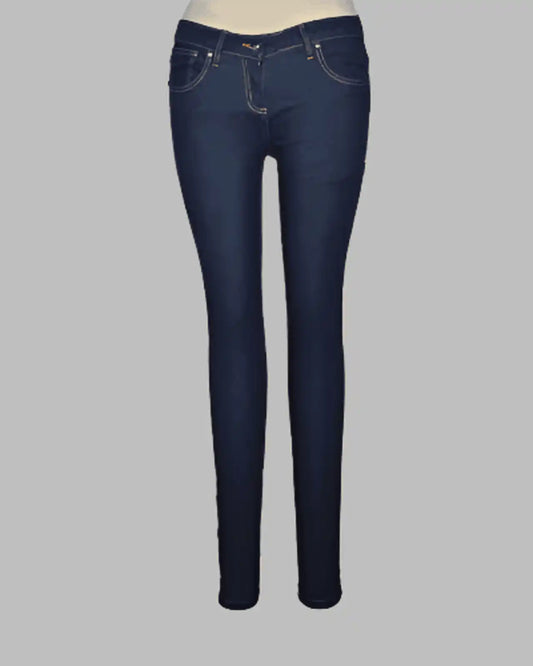 Dark blue jeans on a gray background
