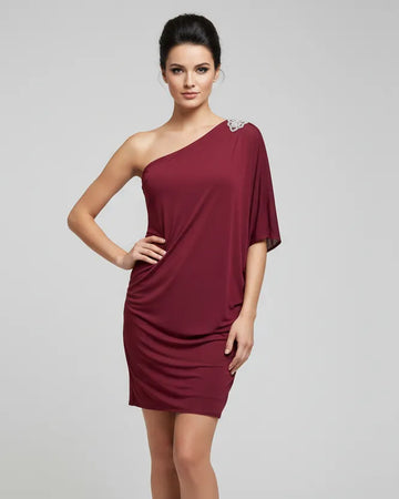 Burgundy Off-Shoulder Top with Crystal-Embellishment