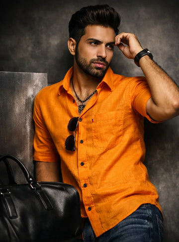 Burnt Orange Irish Linen Shirt