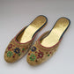 Camel Colour velvet mule shoes
