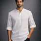 White Irish Linen Kurta style Shirt