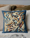 Decorative pillow inspired by Picasso painting - Cigar Smoking Abstract face print 
