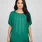 Crystal Hotfix Rhinestone-Embellished Green Top with Waist Drawstring
