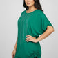 Crystal Hotfix Rhinestone-Embellished Green Top with Waist Drawstring