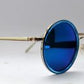 Round Frame Sunglasses With Blue Reflective Lens