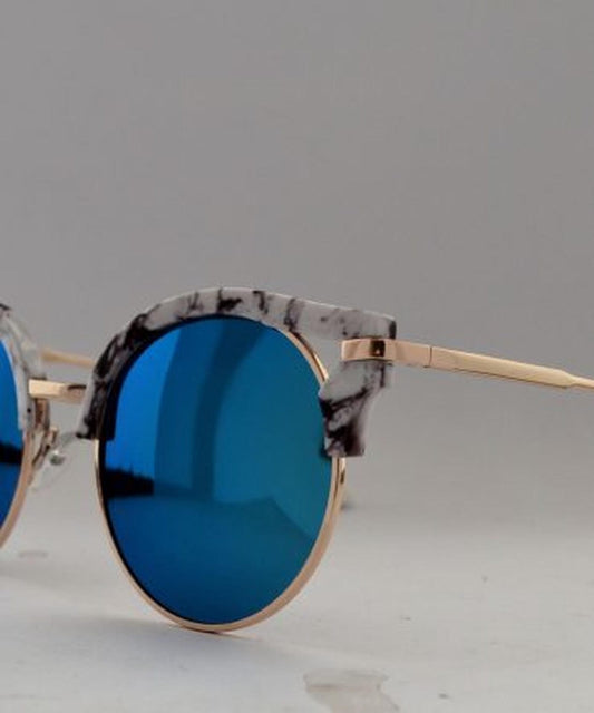 White Marble Finish Club Master Sunglasses