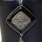 Crystal Encrusted Pendant With Enamel Border
